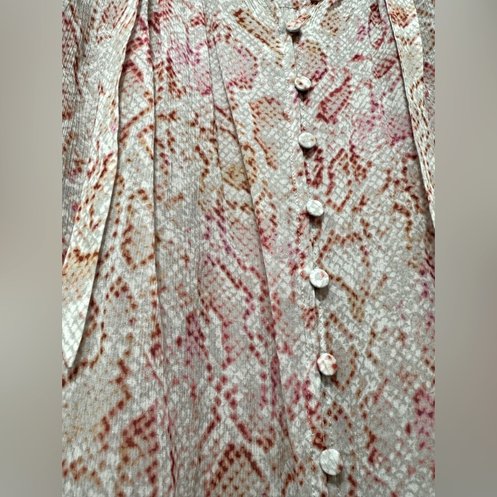 ALLSAINTS Lara Vernus Snakeprint Romantic Ruffled Victorian Style Pink Blouse 10 - Picture 5 of 8
